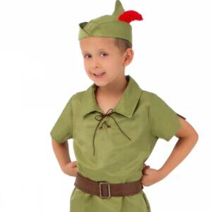 Little Adventures Peter Pan Costume with Hat (New), Size 1-3 Years, Soft Polyest